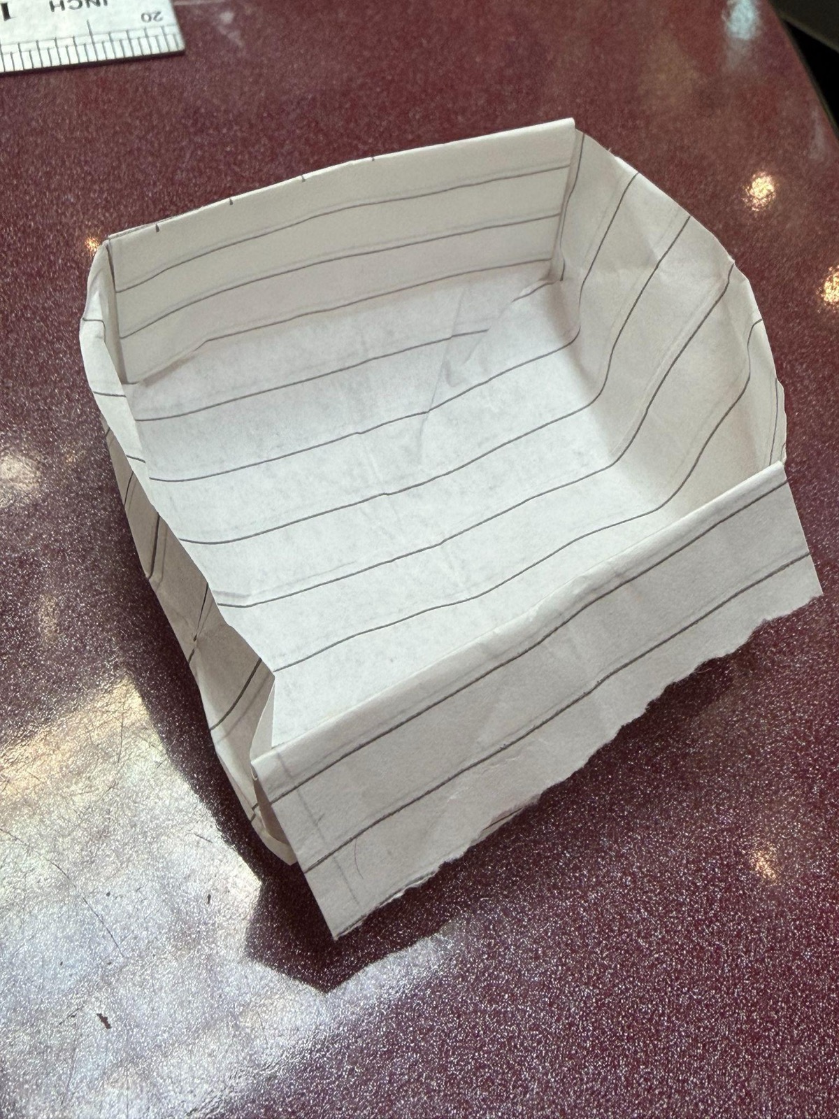 A small open paper box