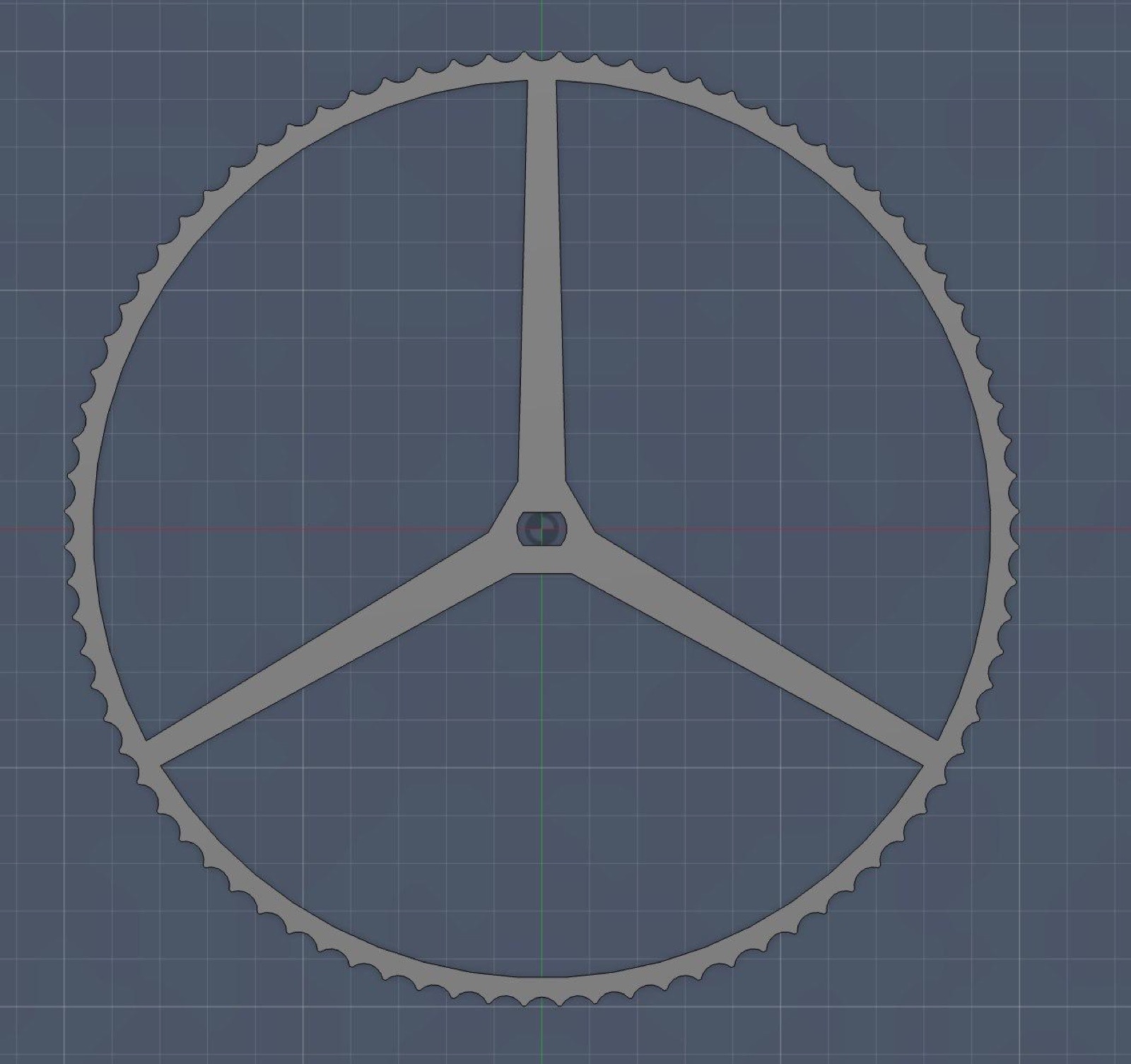 CAD drawing of a wheel with teeth around the rim