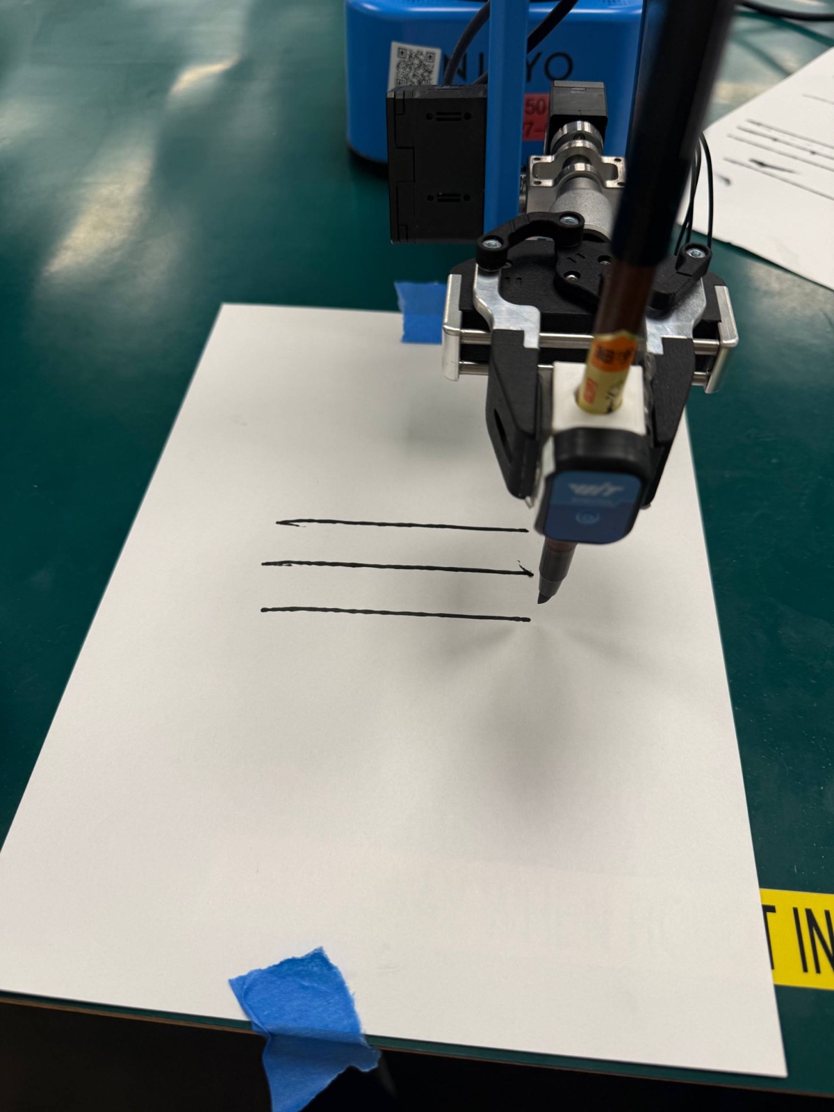 Three parallel lines drawn at full speed